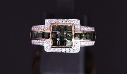 Silver ring 925/°° gilt centered of a pavement...