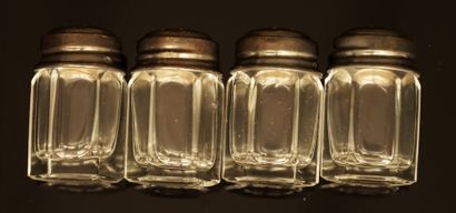 ERCUIS - SET of 4 saltshakers in cut glass,...