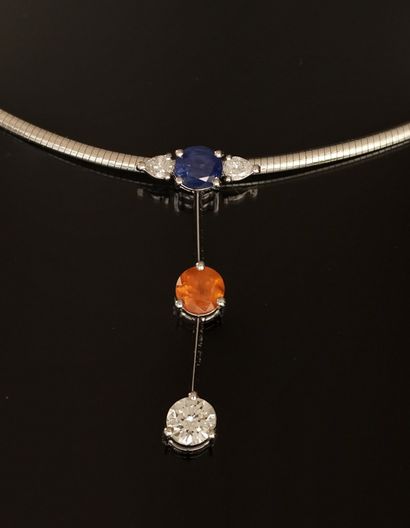 NECKLACE in 18K (750/°°) white gold, with...