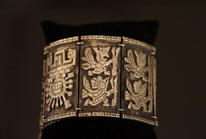 BRACELET large articulated silver (swan hallmark),...
