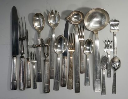 Art-deco silver plated cutlery set including...
