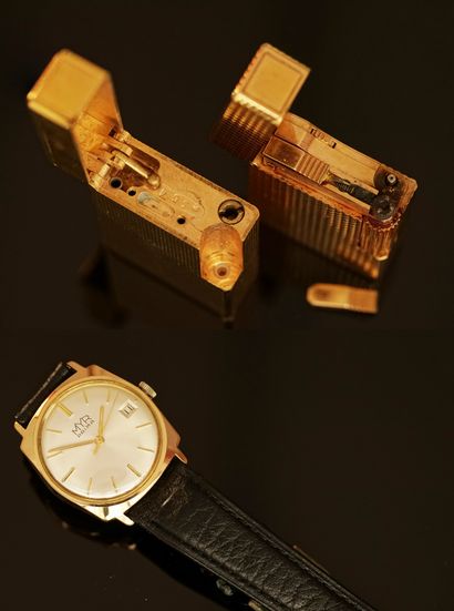 LOT of 2 gold-plated DUPONT BRIQUETS, to...