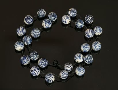 NECKLACE made of round ceramic beads painted...