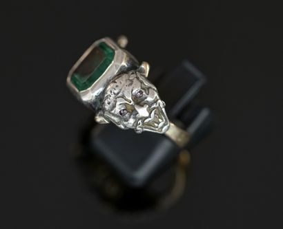 RING in yellow gold 14k (585/°°) and silver...