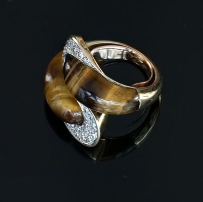 Yellow gold ring 18k (750/°°) forming a 
