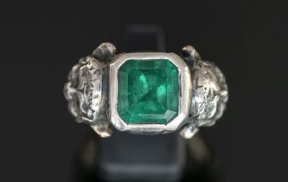 RING in yellow gold 14k (585/°°) and silver...