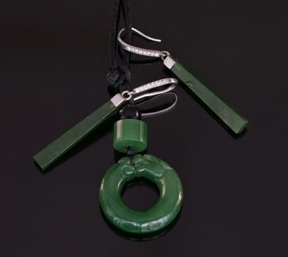 
Natural Hetian nephrite jade set, including...