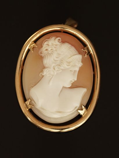 PENDENTIF BROCHE en or jaune 18k (750/°°)...