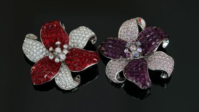 SWAROVSKI - 2 white metal PINS featuring...