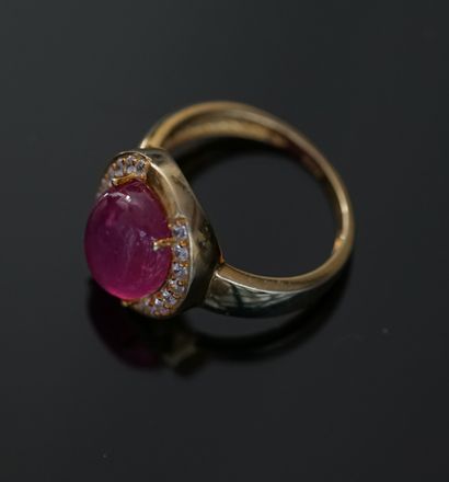 Gilded silver ring (vermeil) 925/°° centered...
