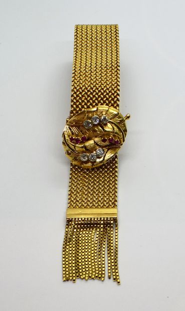 BRACELET cuff in 18K (750/°°) yellow gold,...