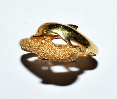 RING in 18K yellow gold (750/°°) with two...