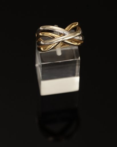 Yellow gold and 18k (750/°°) white gold ring...