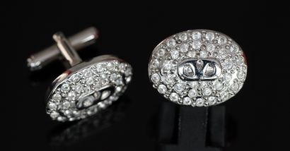 VALENTINO - Pair of white metal round knobs...