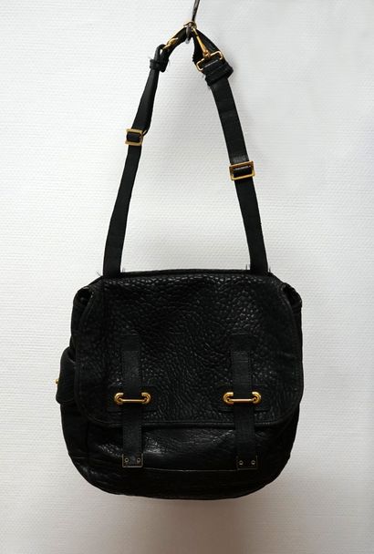 YVES SAINT-LAURENT - Black grained leather...