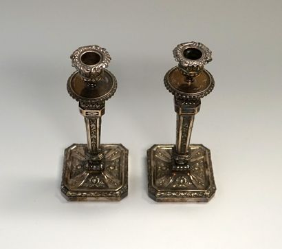 Pair of Louis XVI style silver plated bronze...
