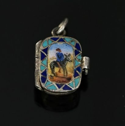 Miniature silver pendant forming a basket,...