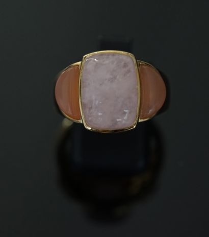 GOLDEN SILVER RING 925/°° centered on a rectangular...