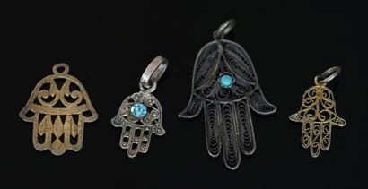 SET of 5 metal fatma hand pendants