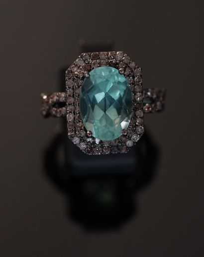 RING in patinated silver 925/°° centered...