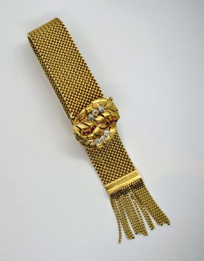 BRACELET cuff in 18K (750/°°) yellow gold,...