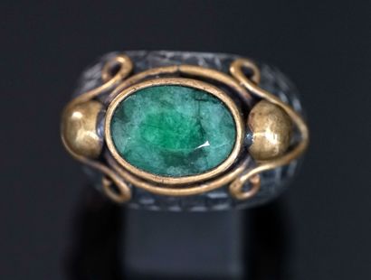 RING in silver 800°/°° and gilded metal set...