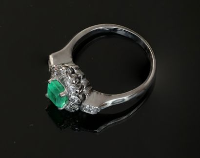 RING in 18k (750°/°°) white gold centered...