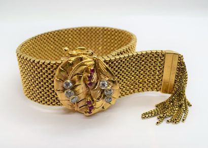 BRACELET cuff in 18K (750/°°) yellow gold,...
