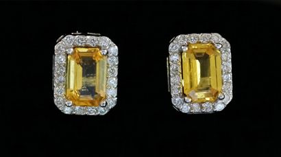 PAIR OF EARRINGS in 18k (750/°°) white gold,...