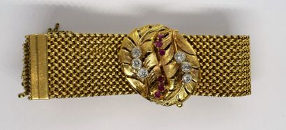 BRACELET cuff in 18K (750/°°) yellow gold,...