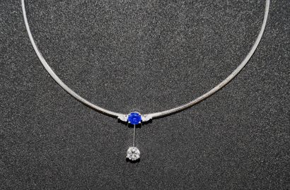 NECKLACE in 18K (750/°°) white gold with...