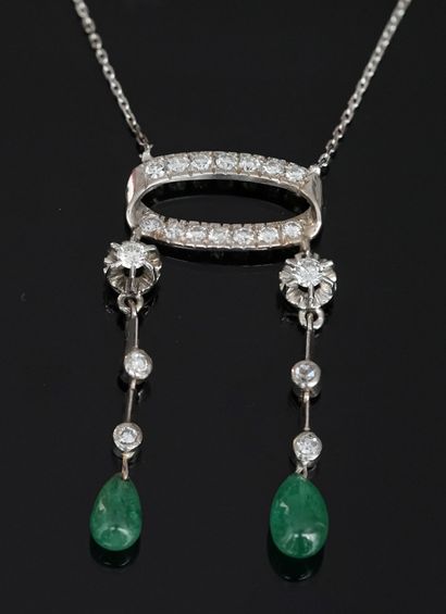 COLLIER négligé en or gris 18k (750°/°°)...