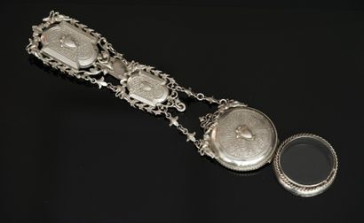 CHATELAINE en métal avec porte montre de...