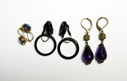 LOT of 3 pairs of antique earrings, metal...