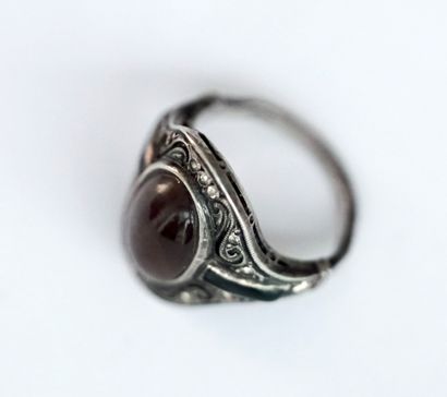Antique silver ring 925/°° set with a quartz...