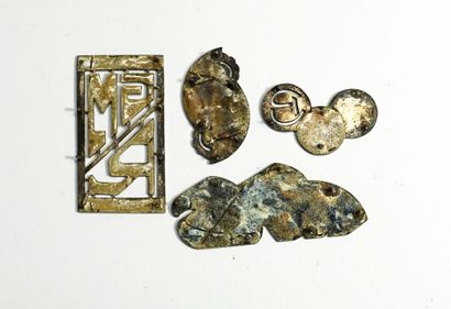 ART DECO PERIOD. Set of 4 monogrammed elements...