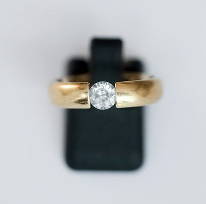 Ring in silver gilt (vermeil) and zircon...