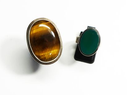 SET of 2 adjustable rings in silver 925/°°....