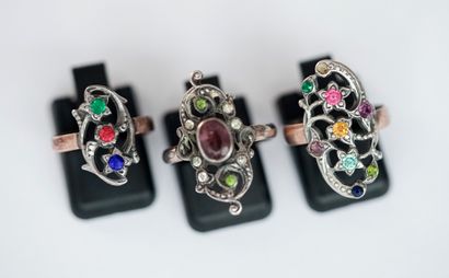 SET of 3 antique silver and silver-gilt rings...