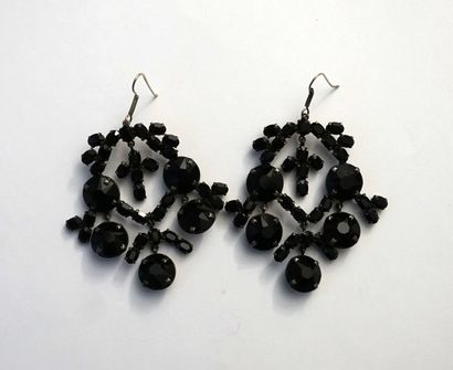 PAIR OF GIRANDOLES in patinated metal and...