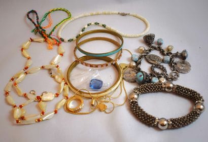 LOT of costume jewelry in gold metal