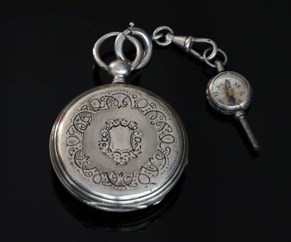 PATECK, GENEVA - Silver pocket watch, white...