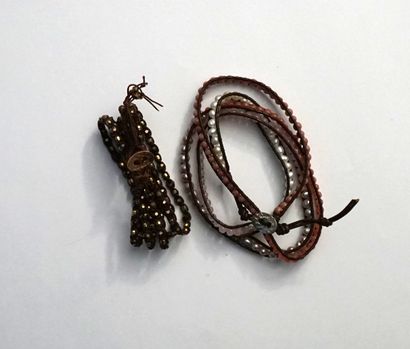 NAKAMOL - 2 BRACELETS waxed cotton, freshwater...