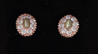 PAIR OF 14K (585/°°) pink gold DORMEUSES...