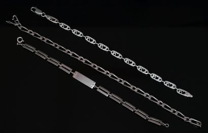 SET of 3 BRACELETS in silver 925/°° one with...