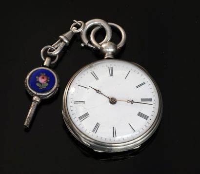 PATECK, GENEVA - Silver pocket watch, white...