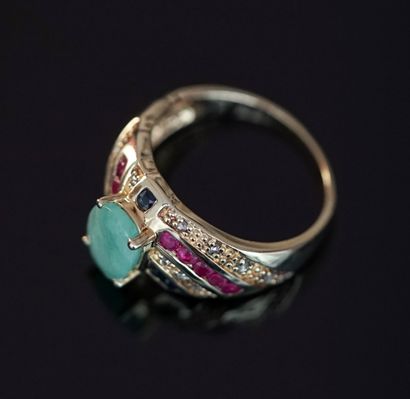 Gilded silver ring (vermeil) 925/°° centered...