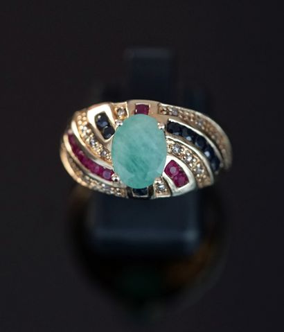 Gilded silver ring (vermeil) 925/°° centered...