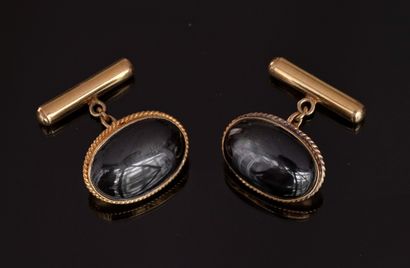 PAIR OF HANDLEBARS in 14K yellow gold (585/°°)...