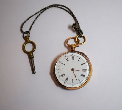18K (750/°°) gold GOUSSET WATCH with white...